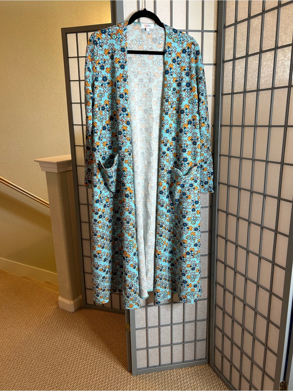 NWT LuLaRoe Sarah Light Blue Floral Long Open Cardigan